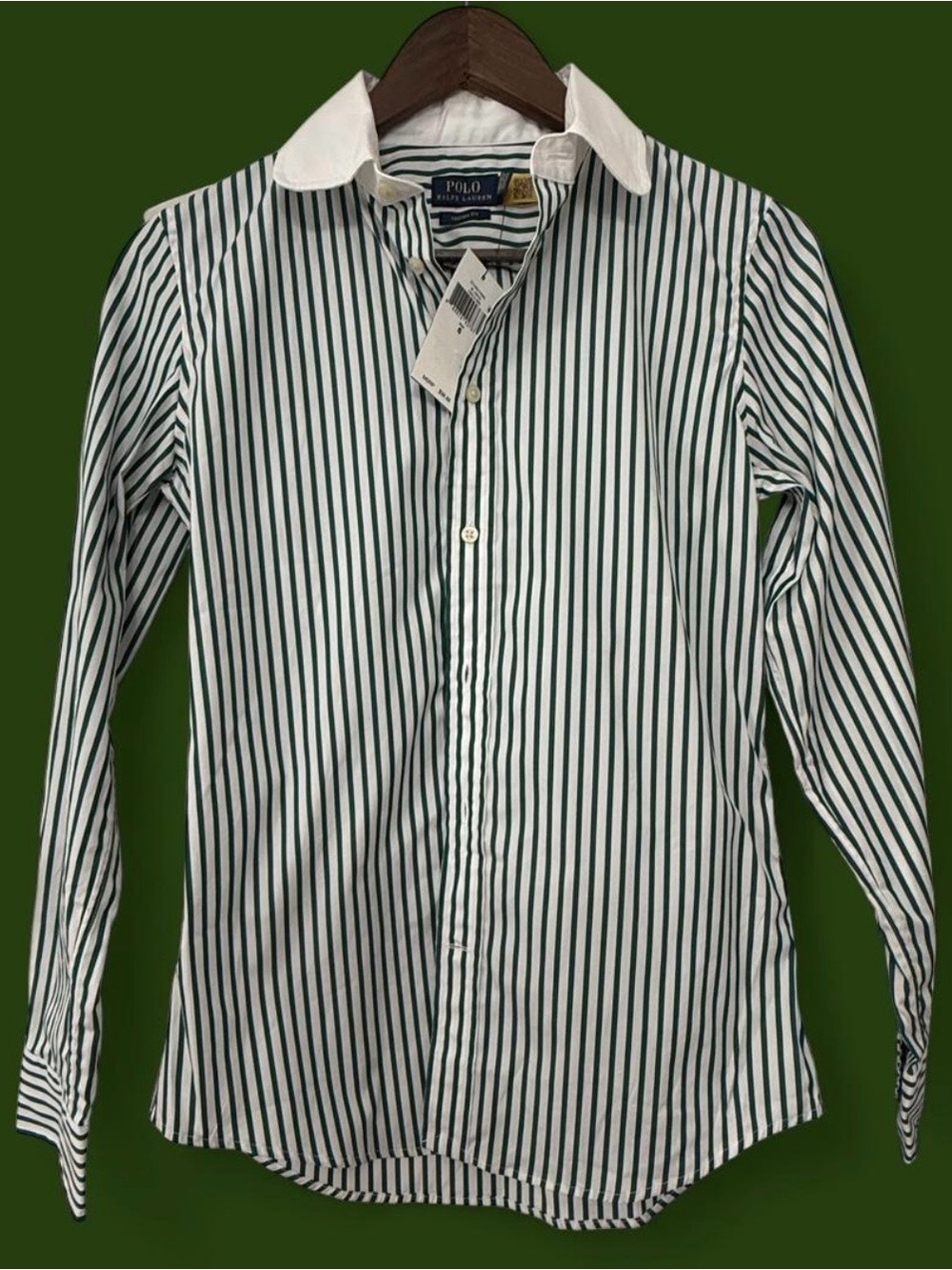 Polo by Ralph Lauren Green Stripe Button-Down Shirt for Women or Older Boy